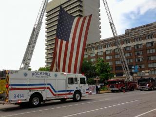 Fire Truck under the American Flag