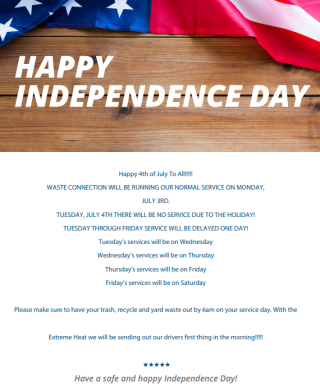 4th of July Schedule
