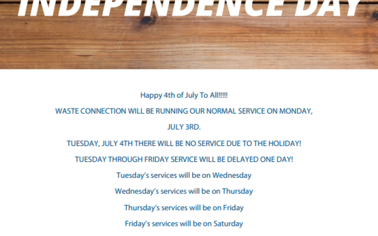 4th of July Schedule