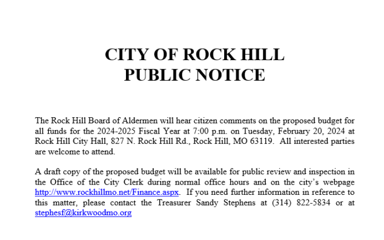 Public Hearing for 2024/2025 proposed budget